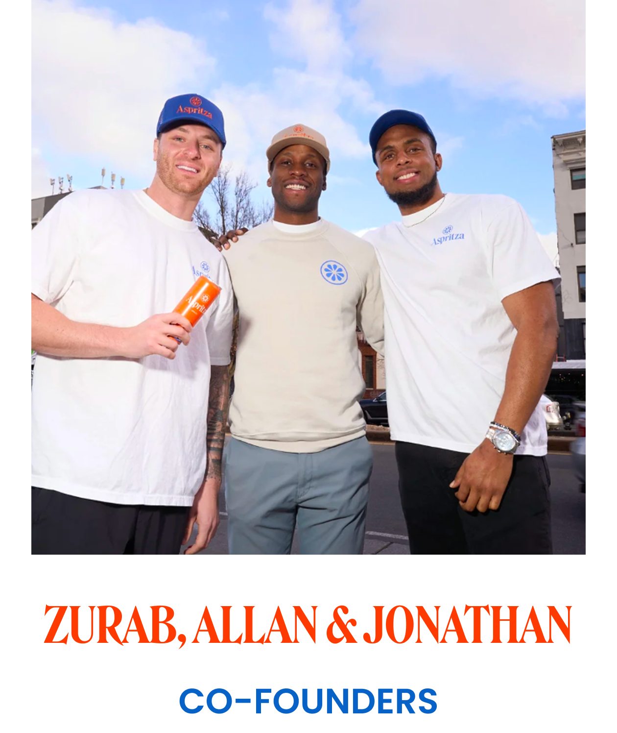 Three men standing together with text indicating they are co-founders.